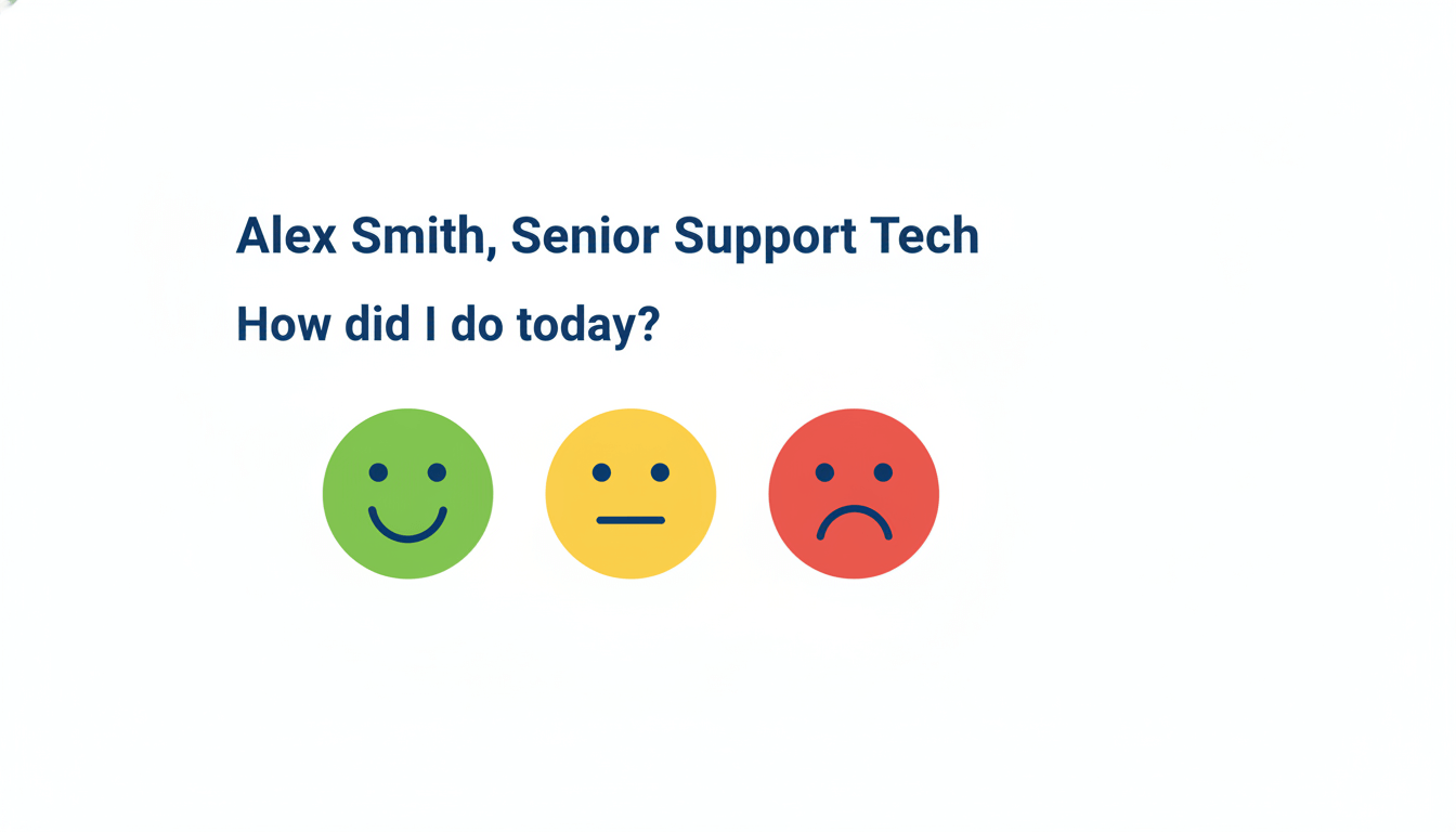Example of an IT support email signature featuring embedded customer satisfaction smiley faces.