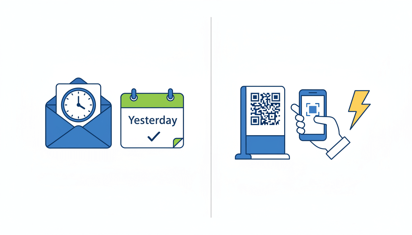 Comparison between delayed email surveys and instant QR code scanning